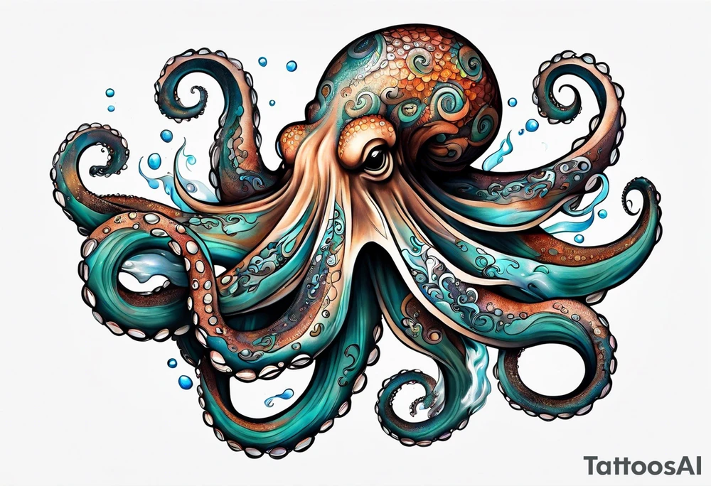 Octopus peaceful waves tattoo idea