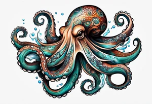 Octopus peaceful waves tattoo idea