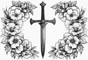 sword
sword true flower 
fine line
gentle
thin lines
l
floral design tattoo idea