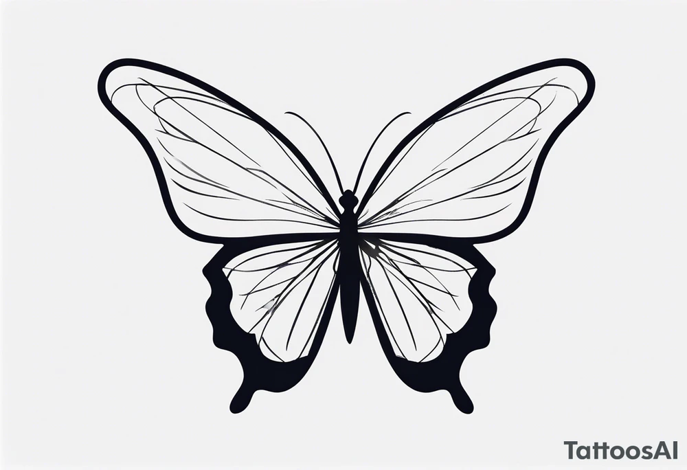 A minimalist butterfly tattoo that incorporates the letter E tattoo idea