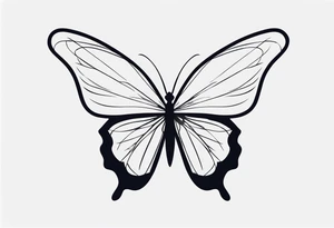 A minimalist butterfly tattoo that incorporates the letter E tattoo idea