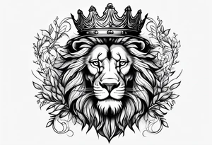 Lion and lamb tattoo with crown of thorns tattoo idea