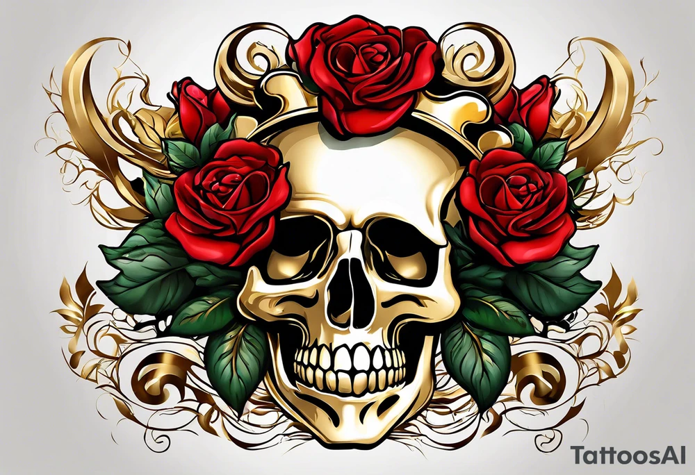 the red rose queen's golden crown with a heart tattoo idea