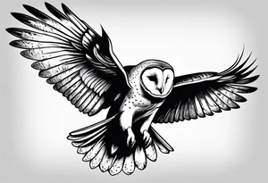 barn owl descending on prey tattoo idea