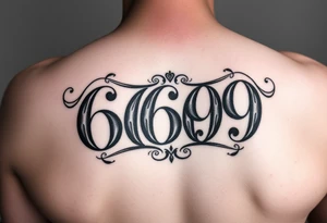 Meaningful memorial tattoo for grandparents with numbers 6669 and 9696 tattoo idea