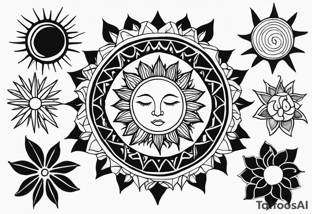 Tiny mood and sun tattoo idea