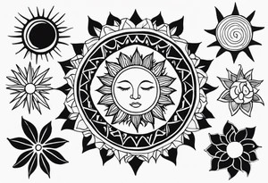Tiny mood and sun tattoo idea