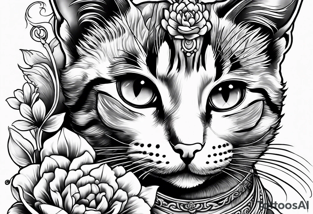 Cat on top of budha playing with a mice tattoo idea