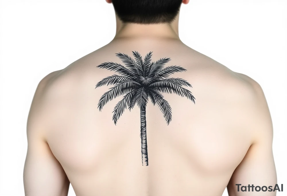 palm tree arm sleeve tattoo idea