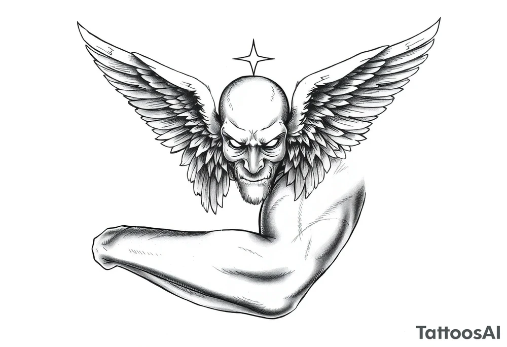 cast all your anxiety on him because he cares for you" with angels tattoo idea