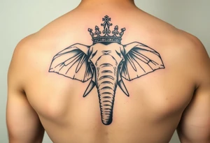 Elephant with queen crown tattoo idea