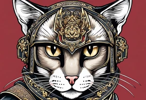 A siamese cat in ronin armor tattoo idea