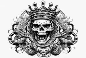 crown transforming into snakes tattoo idea