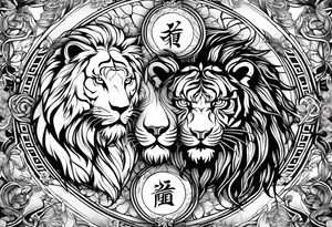 Yin and yang with tiger and lion tattoo idea