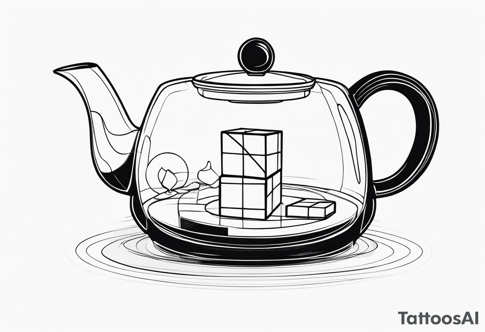 Teapot with 3-d cube tattoo idea
