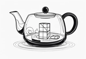 Teapot with 3-d cube tattoo idea