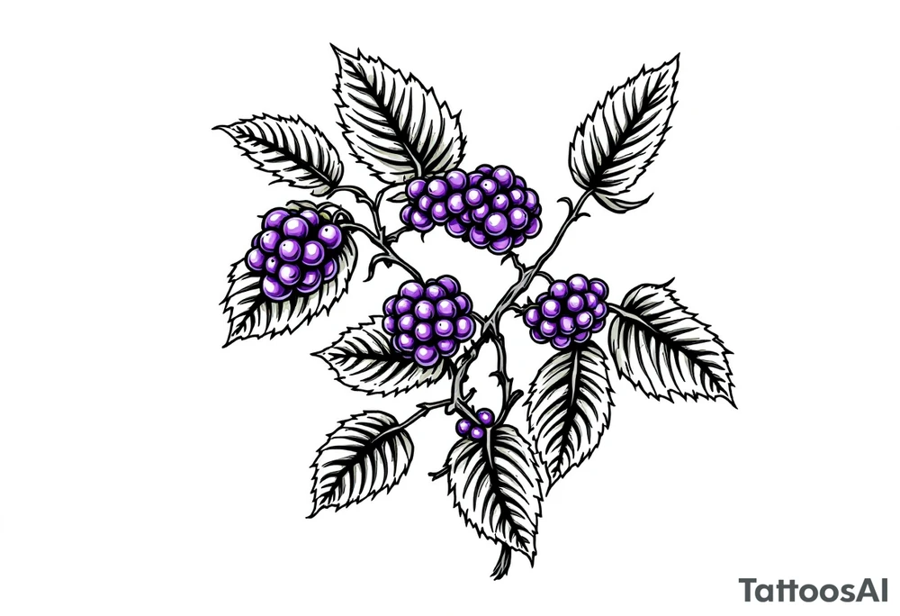 American traditional style Blackberry vine in a line tattoo idea