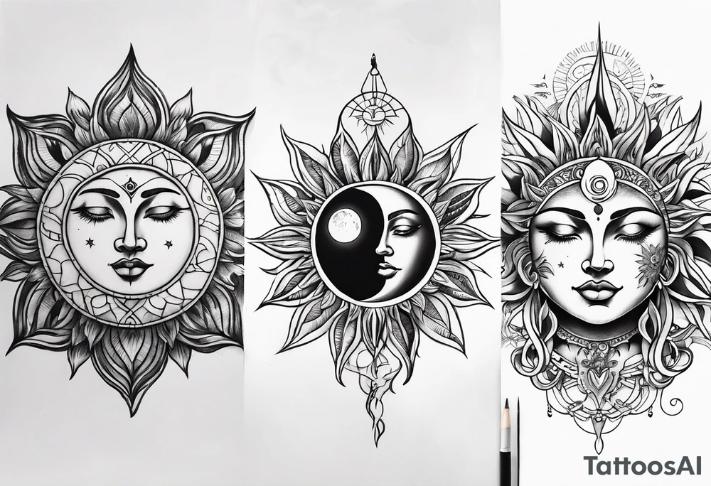 Sun and moon tattoo idea