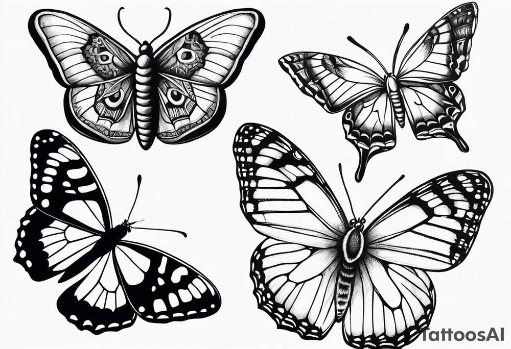 a butterfly and a moth next to each other small tattoo idea a butterfly and a moth next to each other small tattoo idea