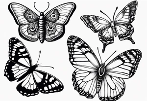 a butterfly and a moth next to each other small tattoo idea