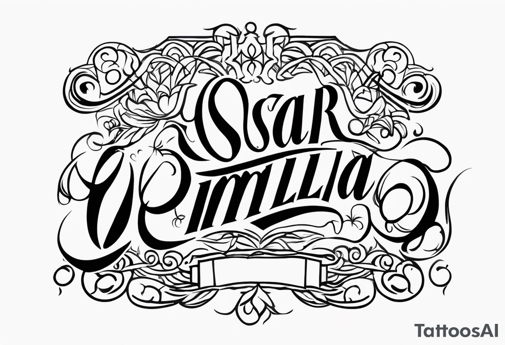 Lettering of the names Oscar Embla Emil tattoo idea