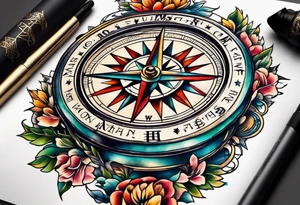 vintage compass tattoo idea