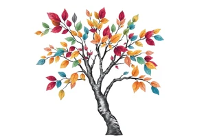 birch tree with coloured leaves tattoo idea