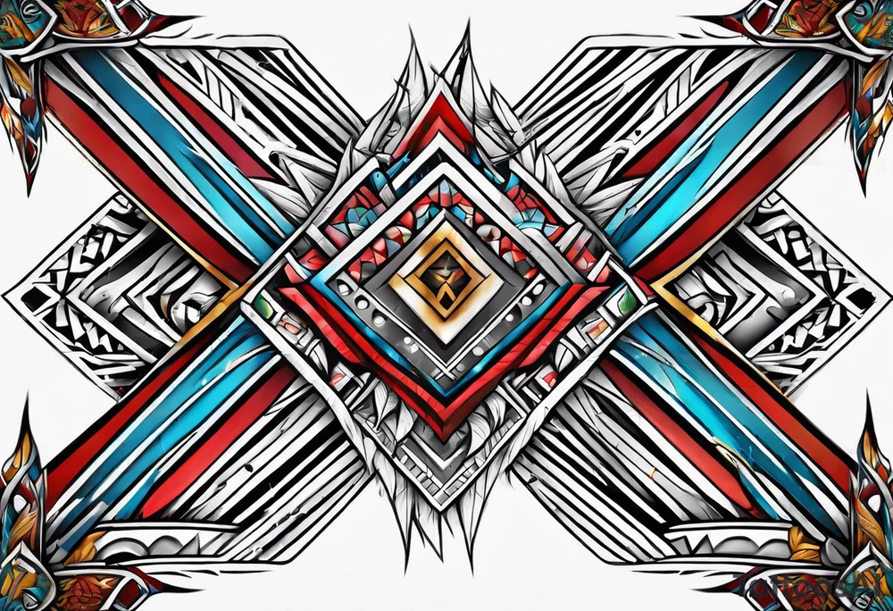 Puerto Rican tribal arm tattoo with spears tattoo idea