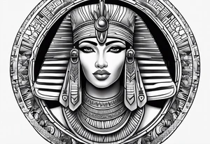 black and white Egyptian goddess Isis tattoo idea