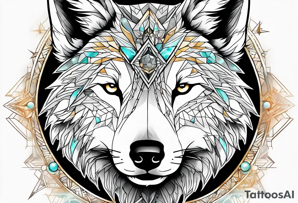 Constellation, animal wolf snow , géométric tattoo idea
