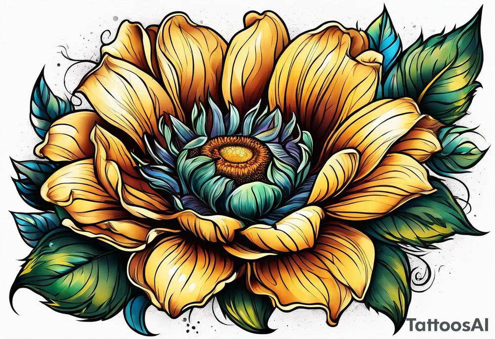 animal flower rose, sunflower, tattoo idea