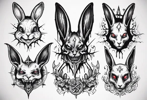 blood, satanic, rabbit tattoo idea