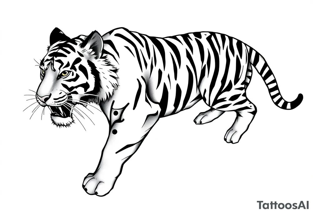 powerful majestic tiger with an extended sleeve design tattoo idea