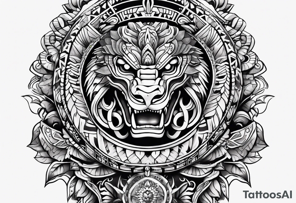 aztec snake sleeve tattoo idea