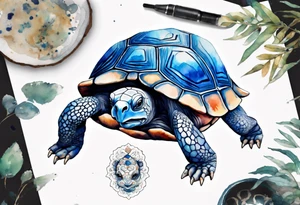 a blue tortoise with a furry face tattoo idea