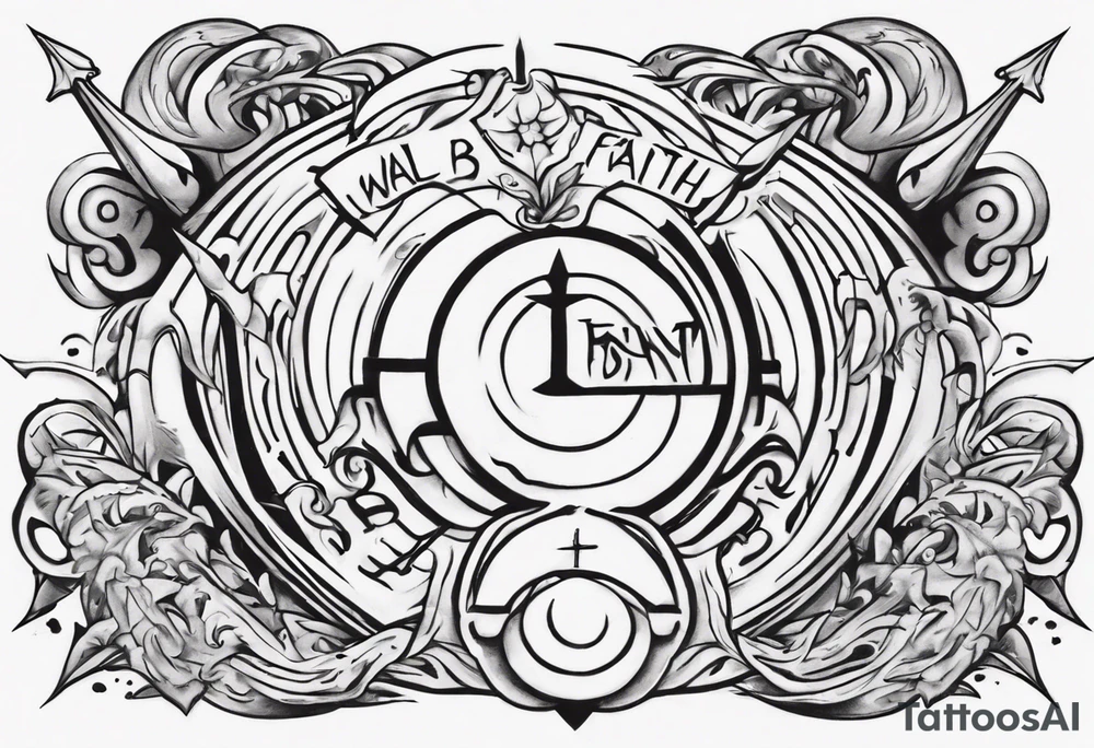 Horizontal inner bicep tattoo. “walk by faith, not by sight” modern tattoo tattoo idea