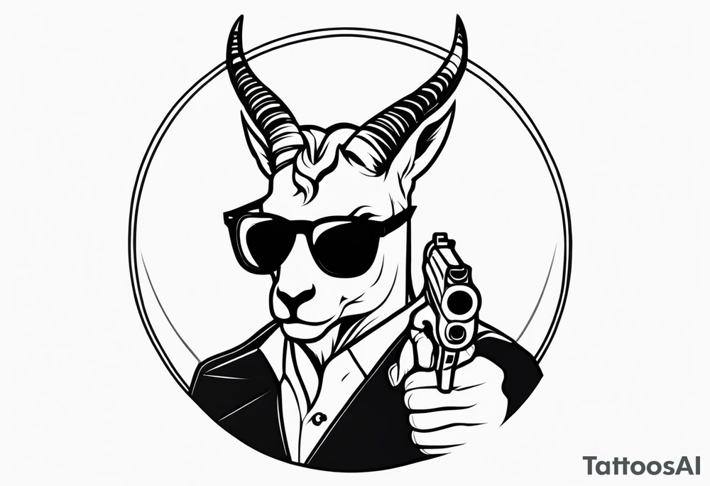 capricorn man with sunglasses and gun tattoo idea