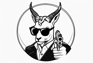 capricorn man with sunglasses and gun tattoo idea