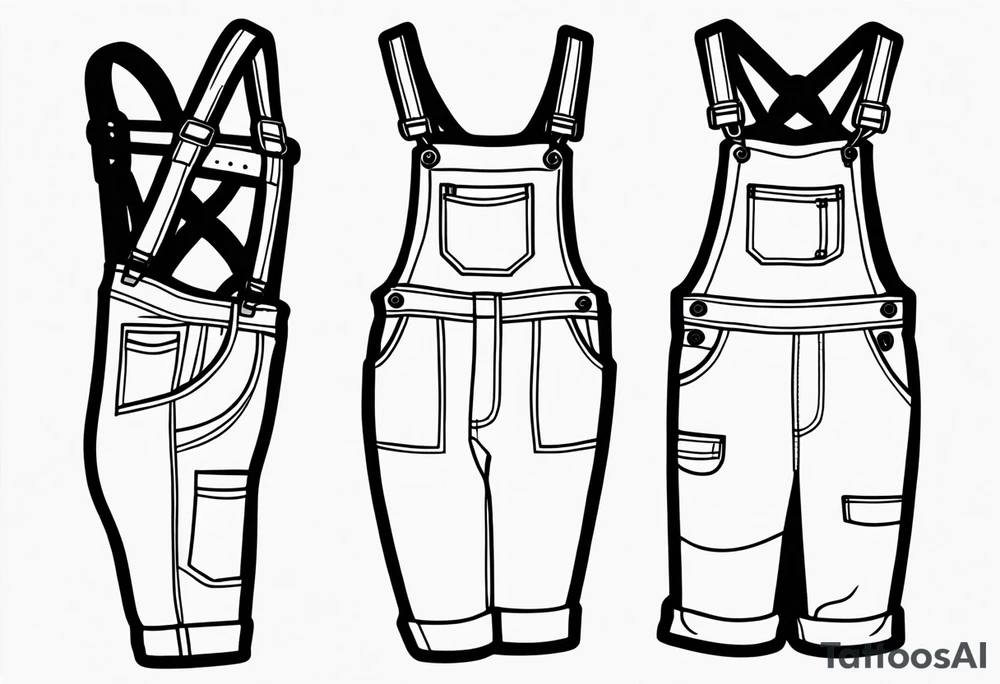 outlined overalls-shorts tattoo idea