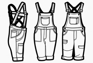 outlined overalls-shorts tattoo idea