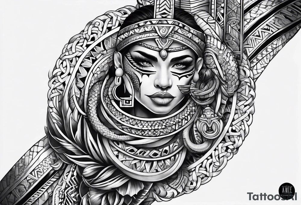 aztec snake sleeve tattoo idea