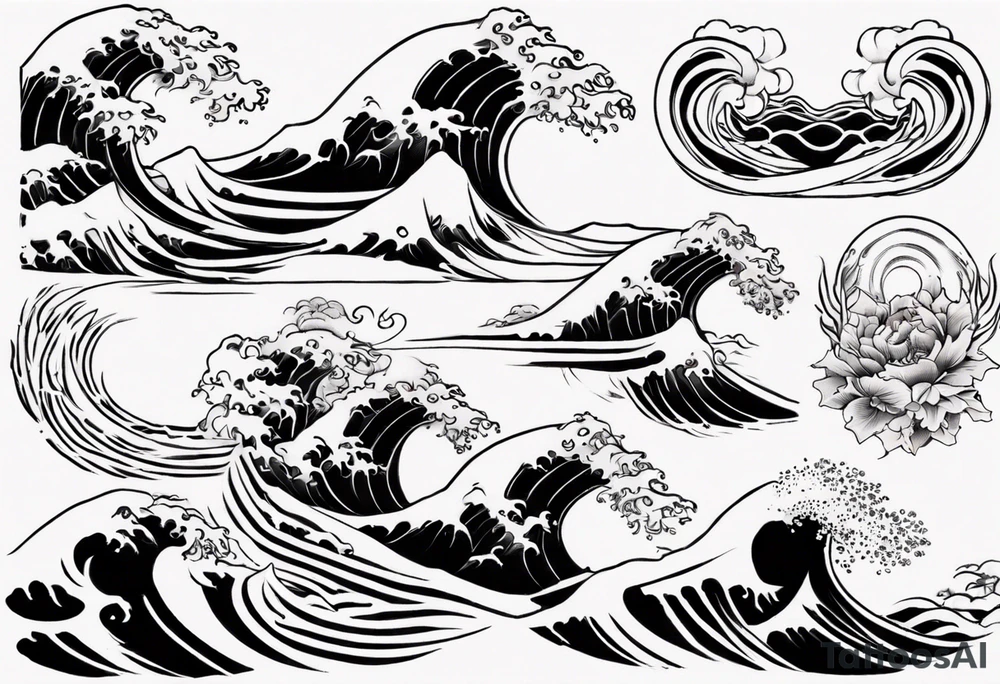 japanese waves line tattoo tattoo idea
