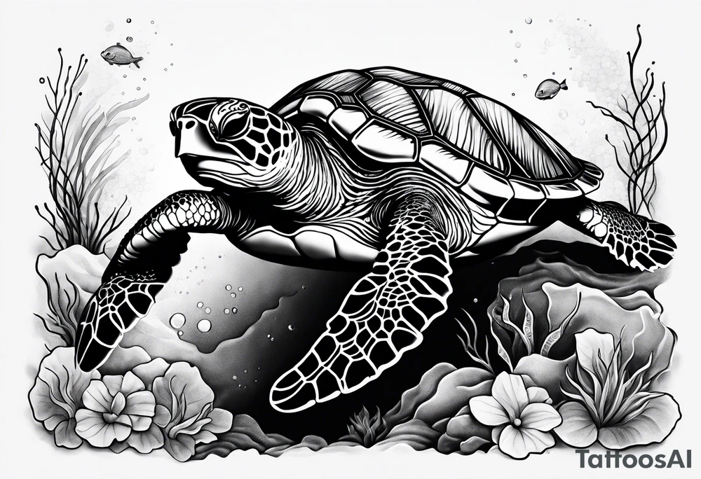 Leg tattoo
Sea turtle
Underwater tattoo idea