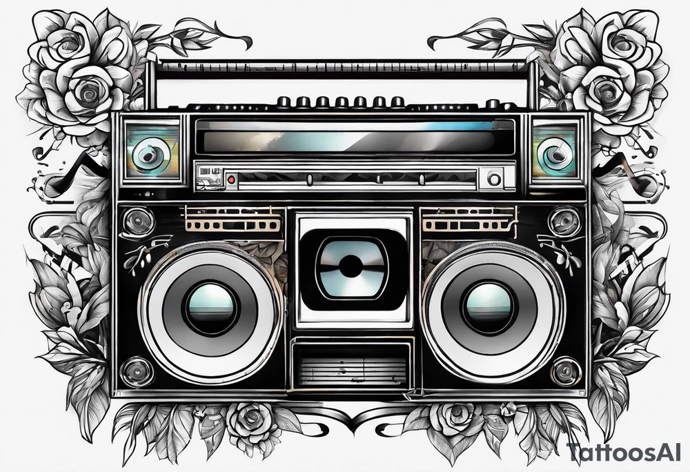 sleeve

music notes, a cassette tape, and
instruments tattoo idea