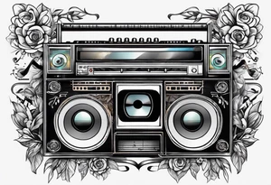 sleeve

music notes, a cassette tape, and
instruments tattoo idea