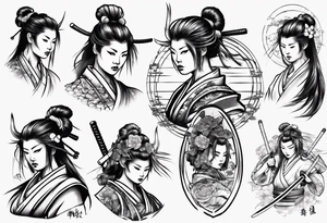Beautiful female samurai tattoo idea