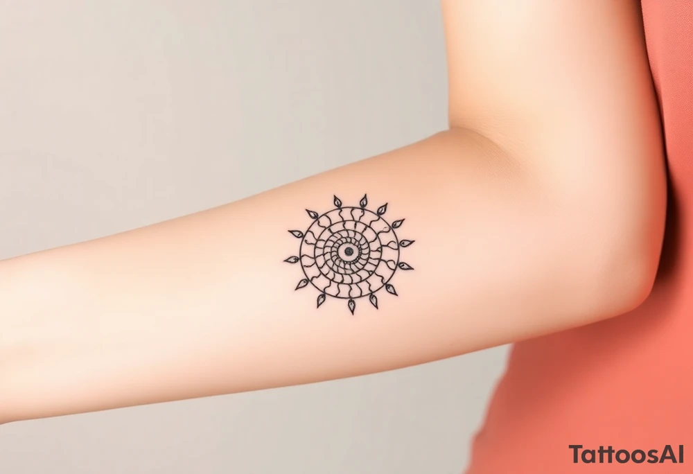 Fibonacci spiral shell sun tattoo idea