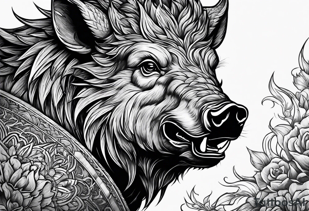face angry boar tattoo idea