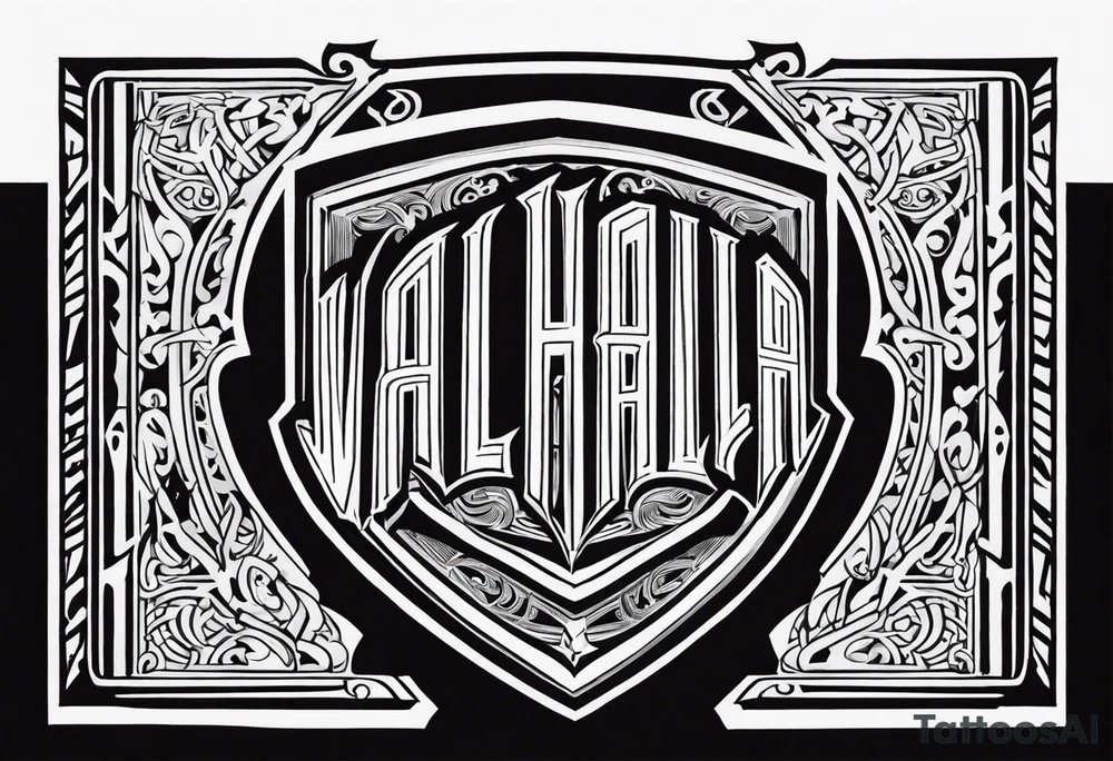 Valhalla steps shield sword tattoo idea