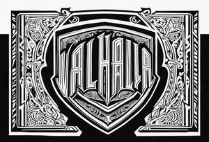Valhalla steps shield sword tattoo idea